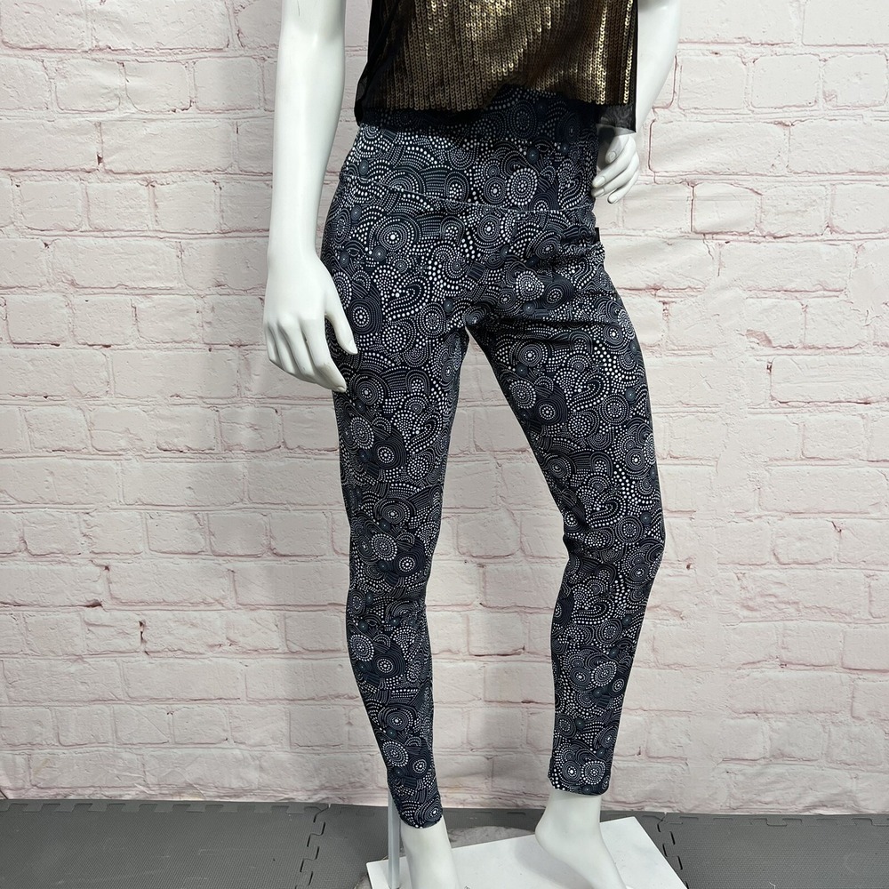 Tummy Control Sasha Women's Navy Blue/White Leggings Size L